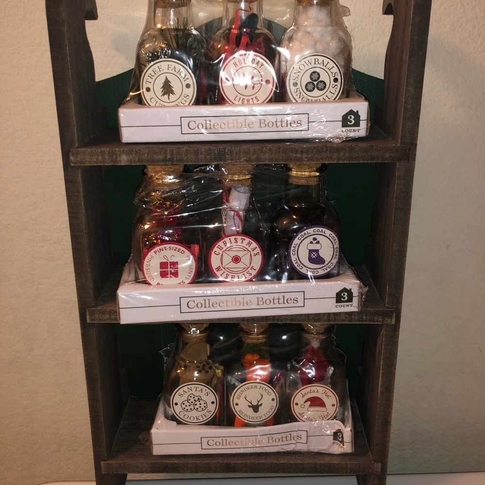Target bullseye playground sled shelf and collectible decorative bottles